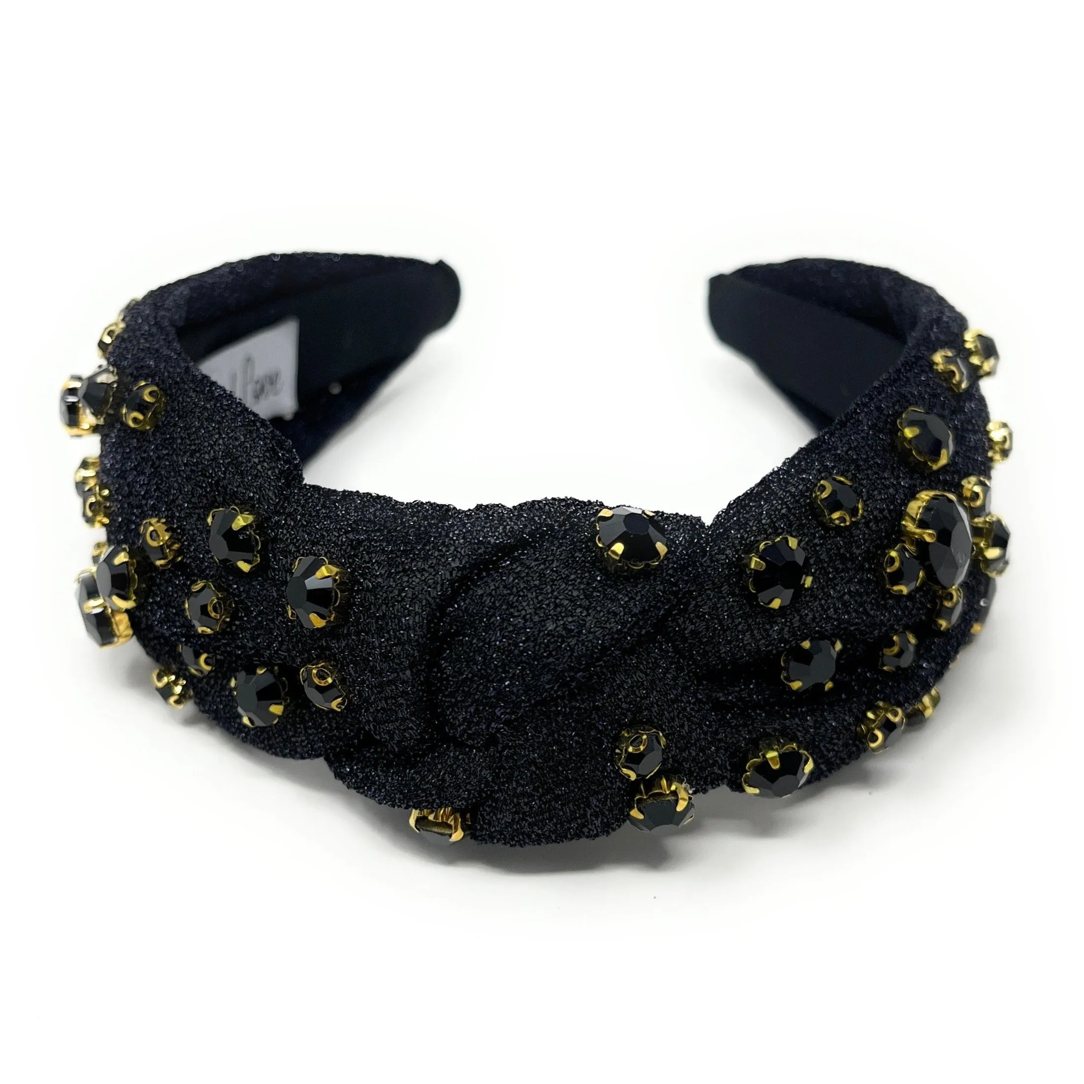 Black Shimmer Jeweled Knot Headband