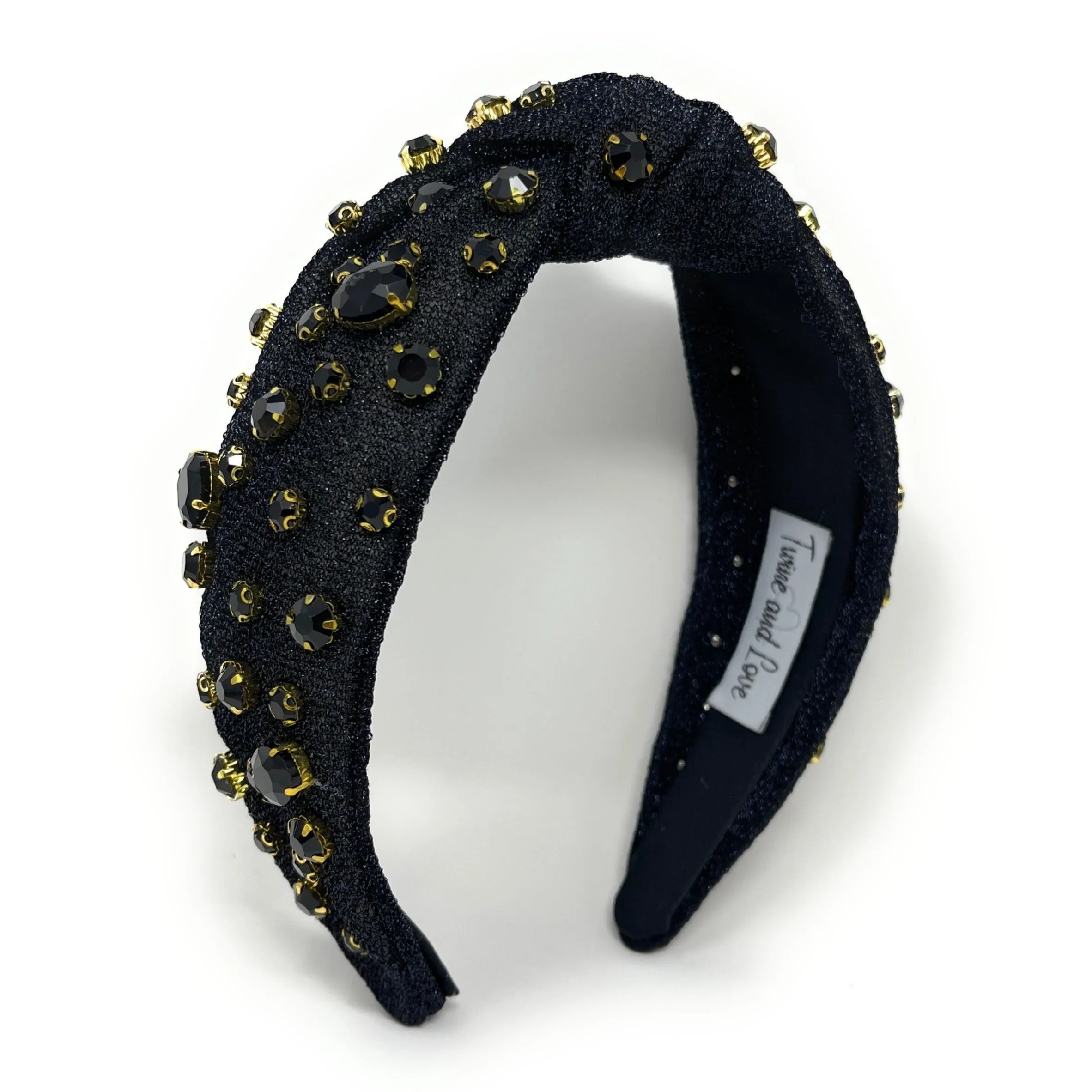 Black Shimmer Jeweled Knot Headband