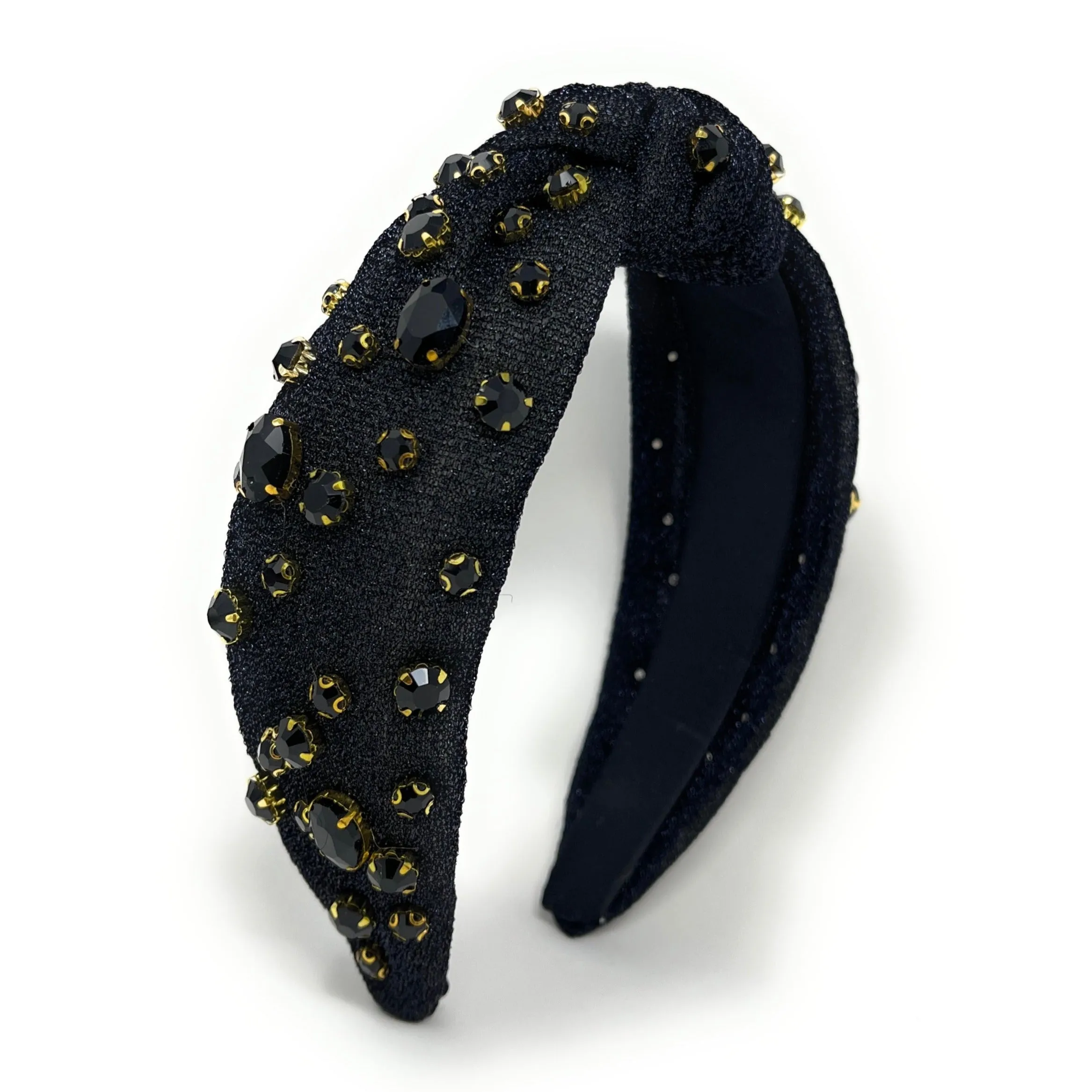 Black Shimmer Jeweled Knot Headband