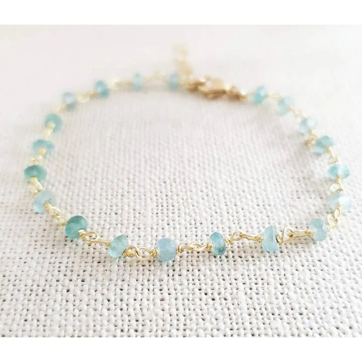 Blue Apatite Bracelet 14k Gold Fill
