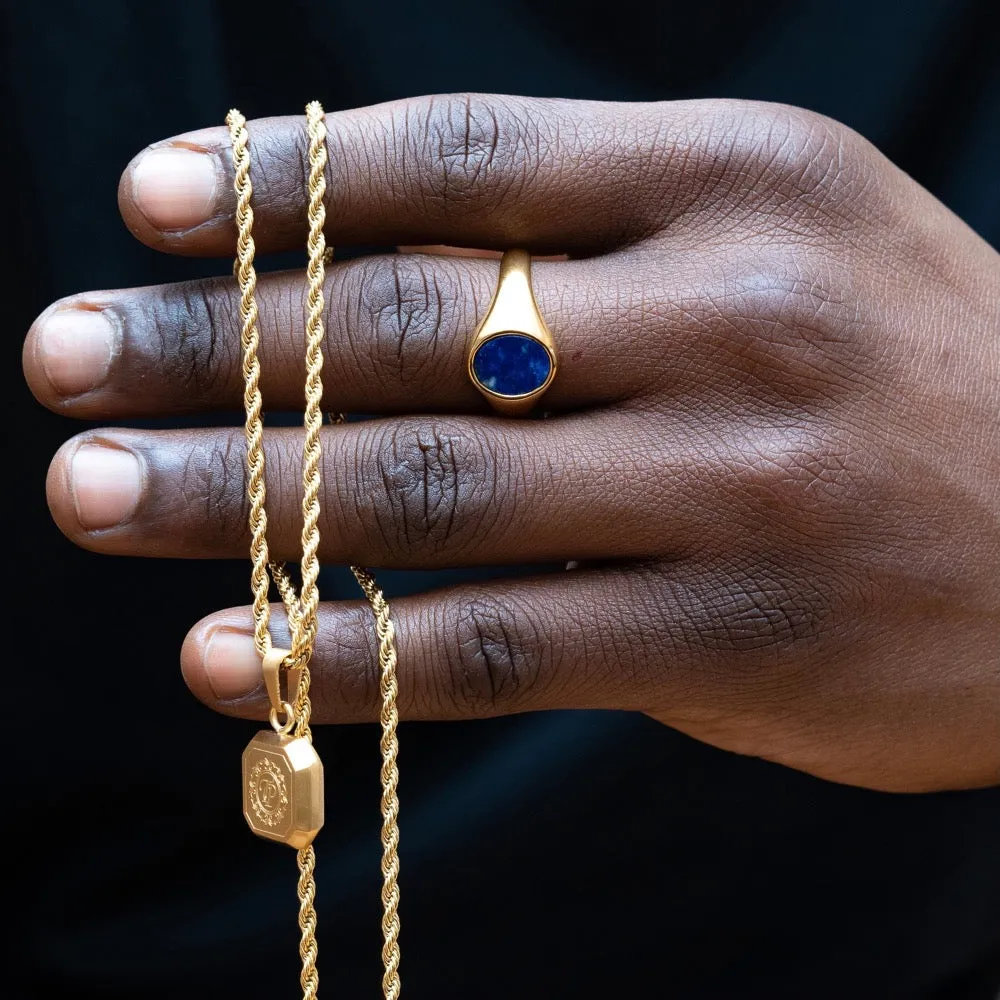 Blue Lapis Lazuli Signet Ring - Gold