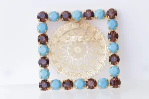 BROWN TURQUOISE BROOCH