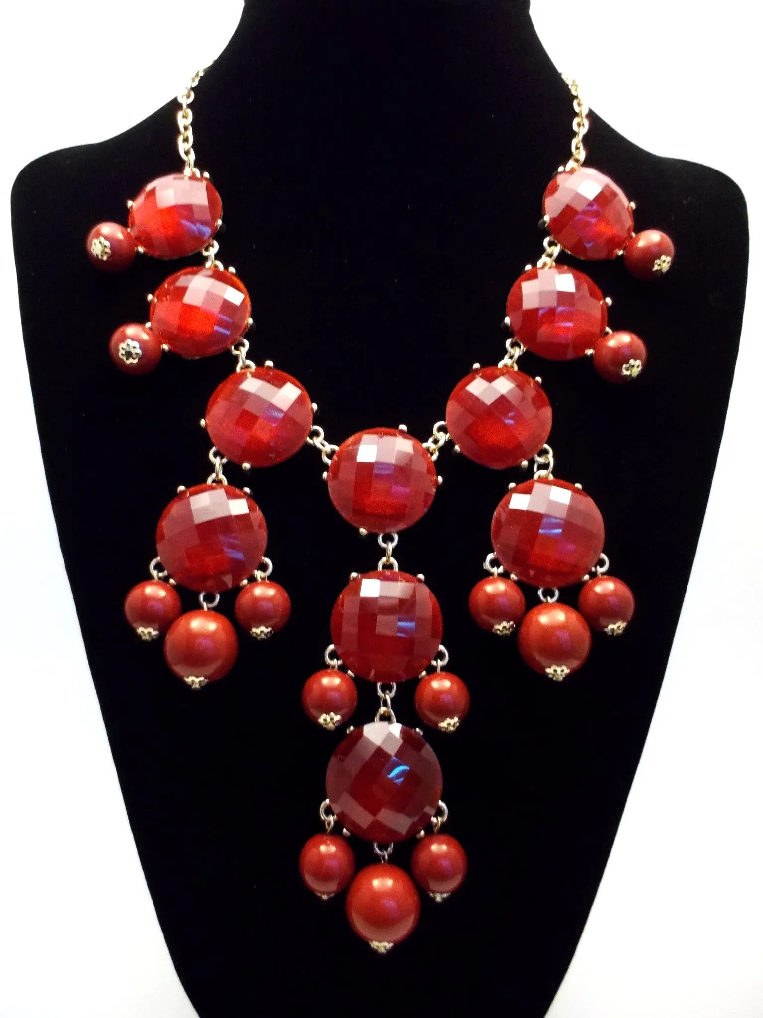 Bubble JEWELED Statement Necklace- Burgundy