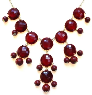 Bubble JEWELED Statement Necklace- Burgundy