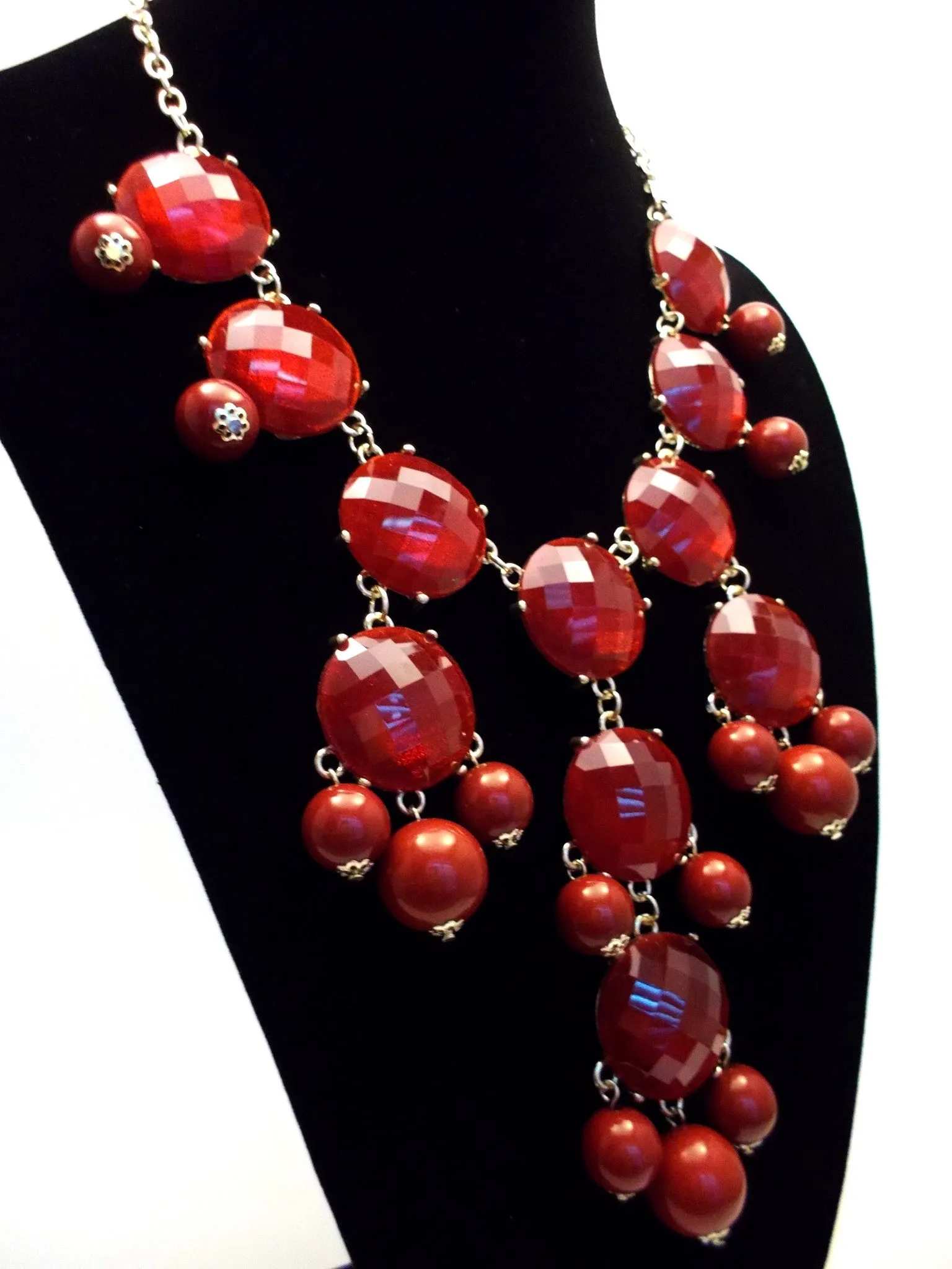 Bubble JEWELED Statement Necklace- Burgundy