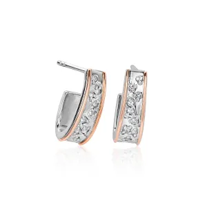 Cariad Sparkle Half Hoop Earrings - Silver/Rose - 3SCCBE01