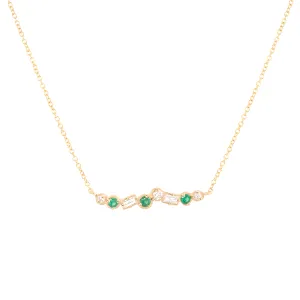 Cascade Diamond And Emerald Bar Necklace