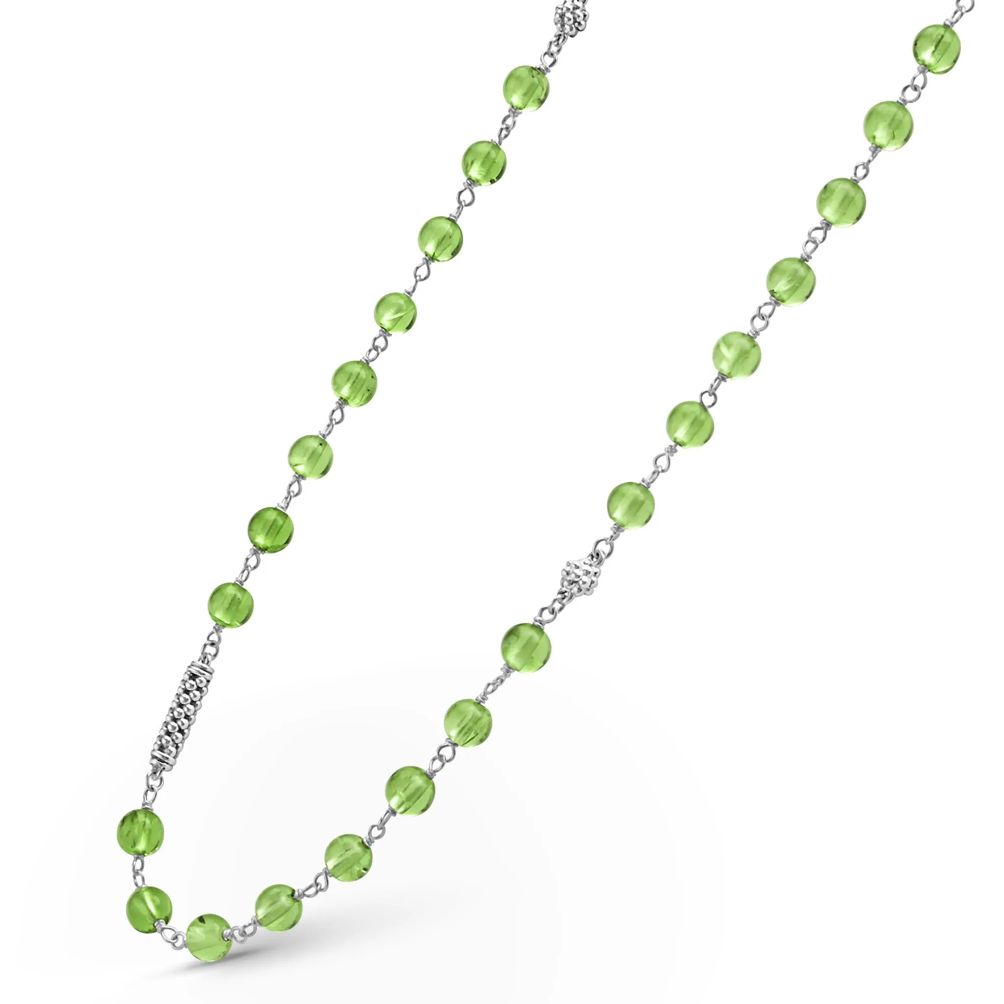 Caviar Icon Long Peridot Beaded Necklace