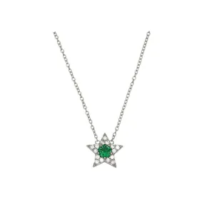 Celeste Mini Star Necklace Emerald Green, Clear CZ and Recycled Silver