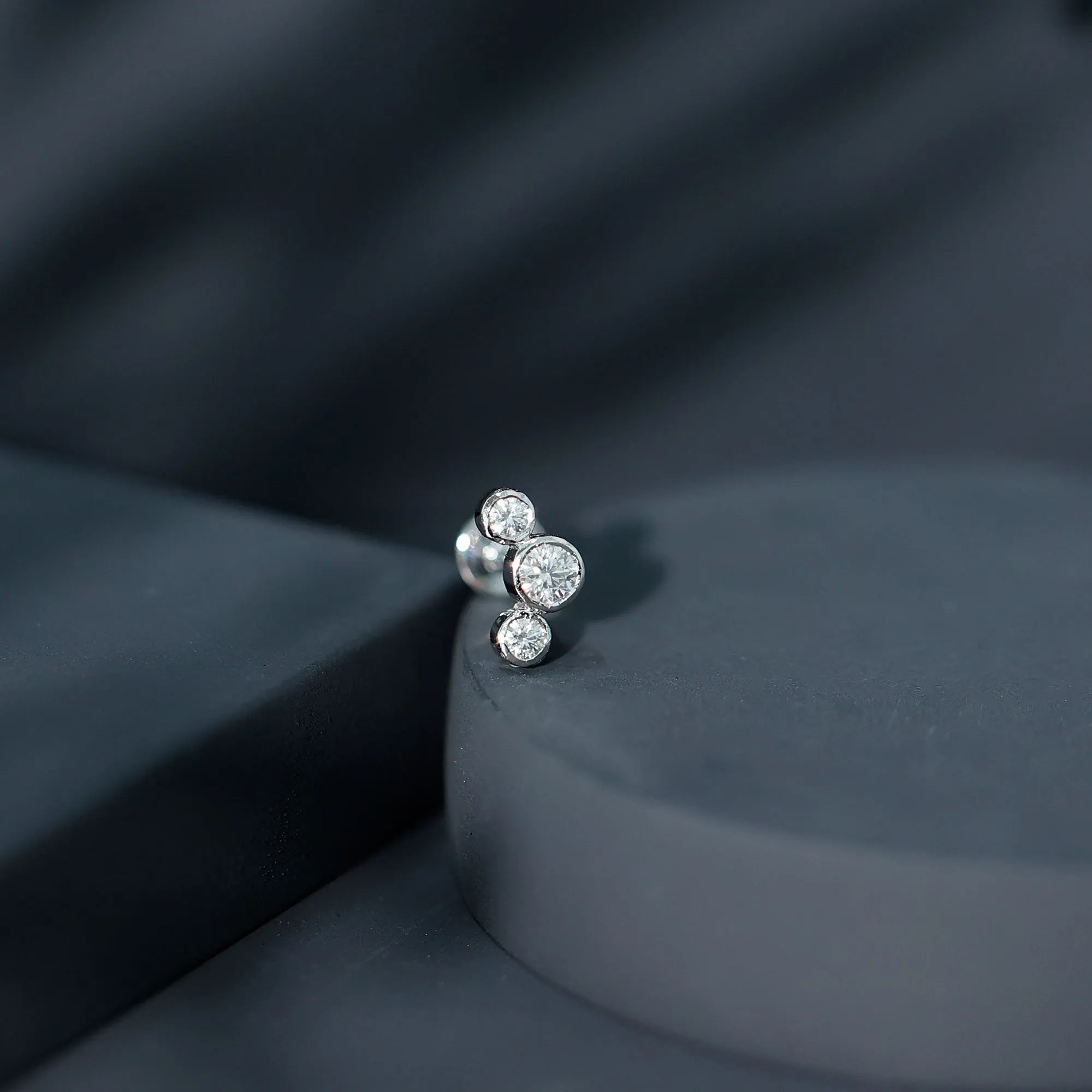 Certified Moissanite Three Stone Crawler Helix Earring