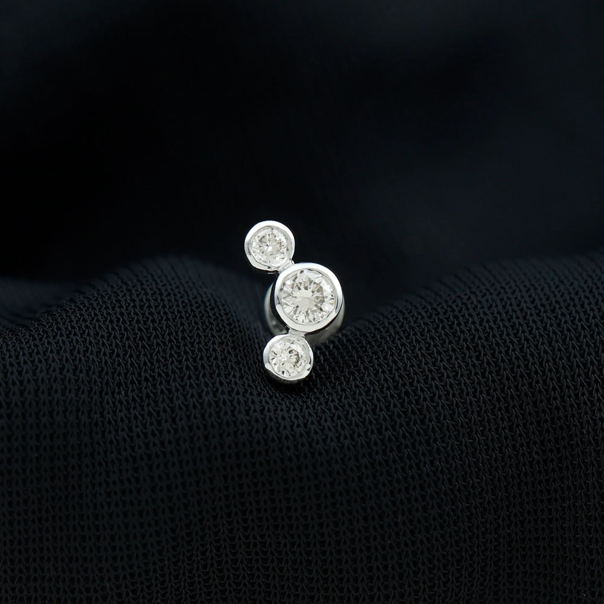 Certified Moissanite Three Stone Crawler Helix Earring