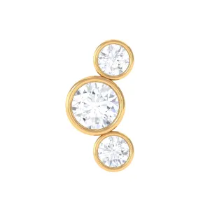 Certified Moissanite Three Stone Crawler Helix Earring