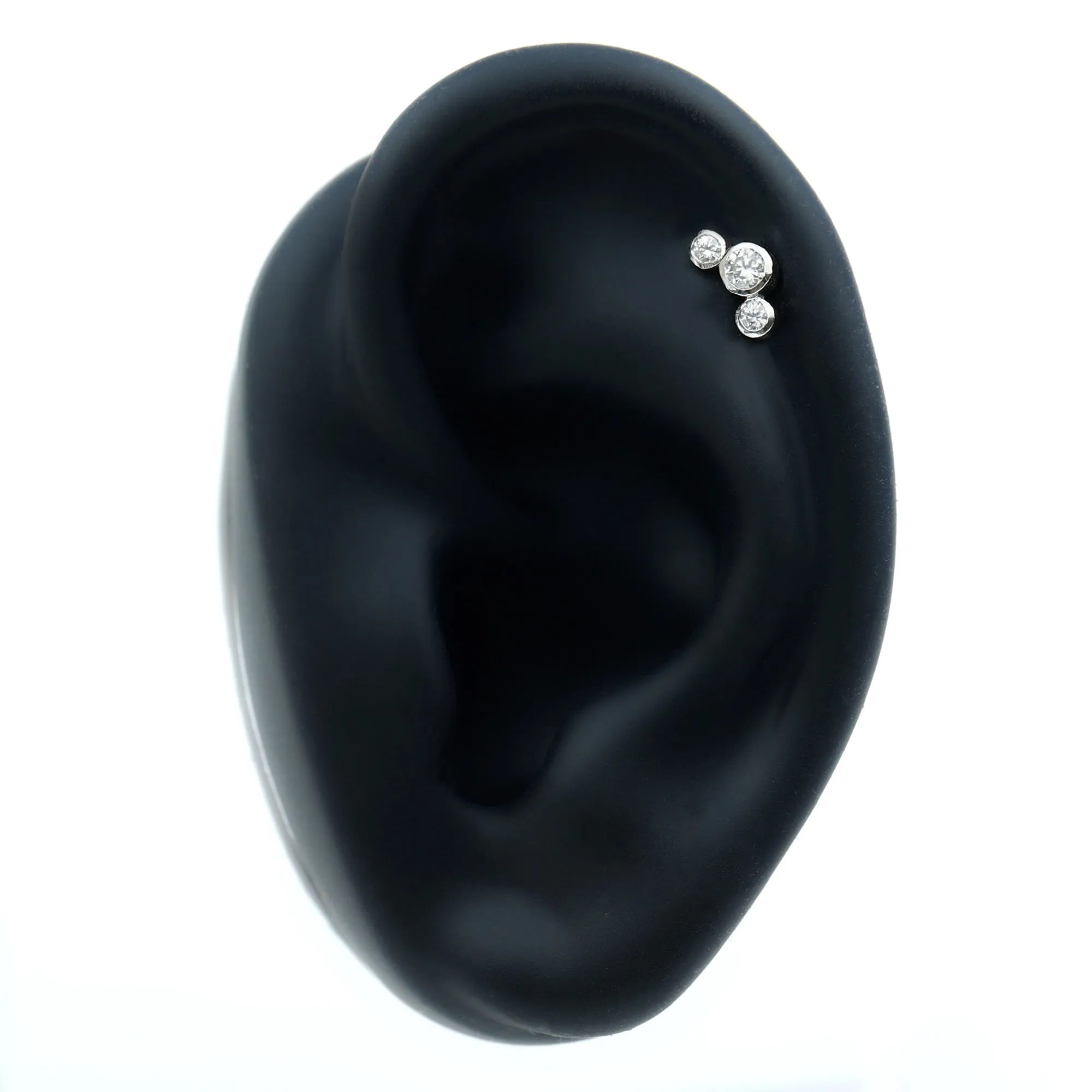 Certified Moissanite Three Stone Crawler Helix Earring