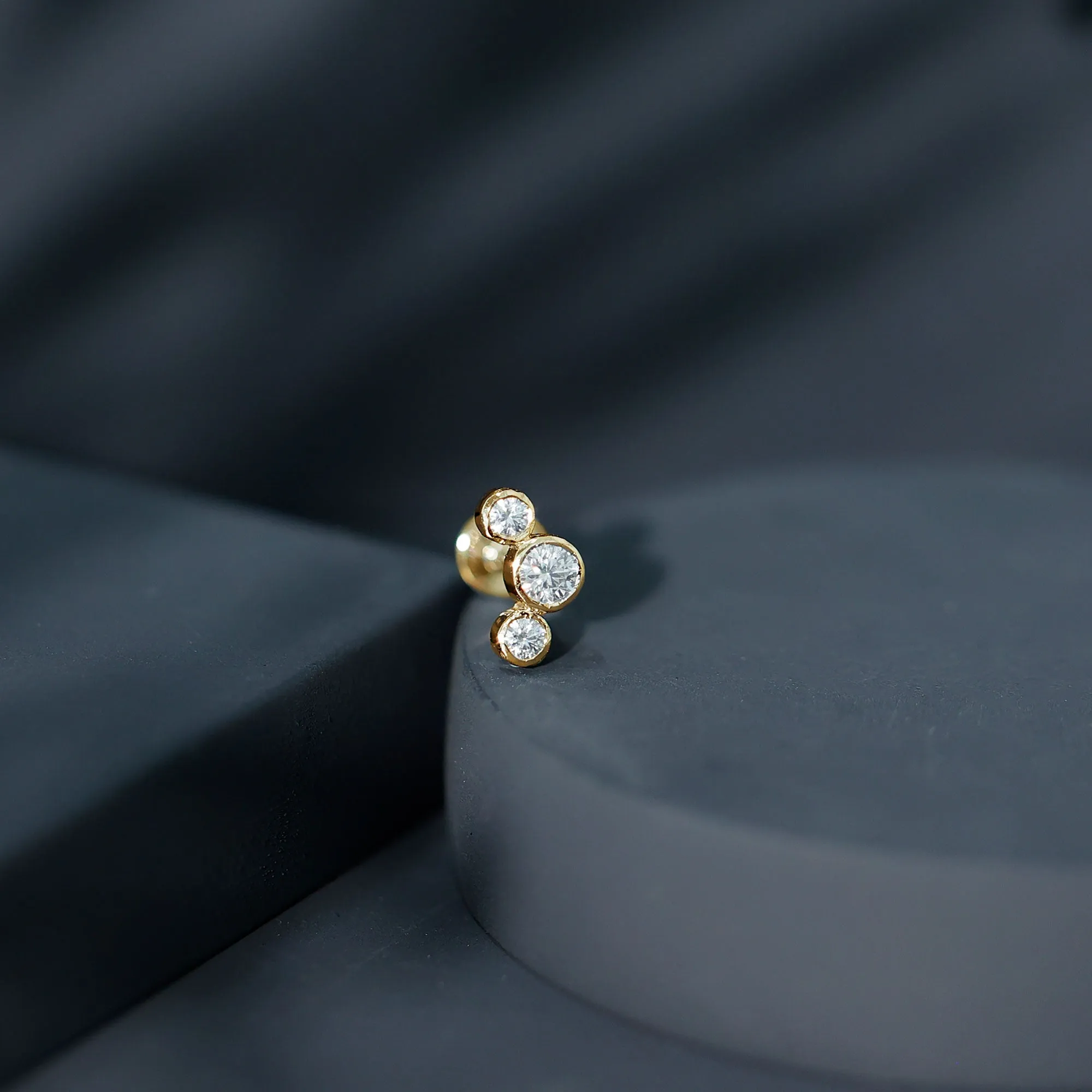 Certified Moissanite Three Stone Crawler Helix Earring