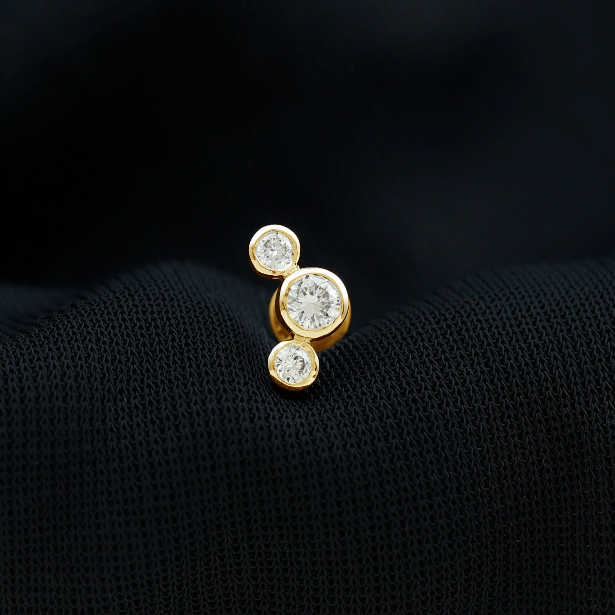 Certified Moissanite Three Stone Crawler Helix Earring