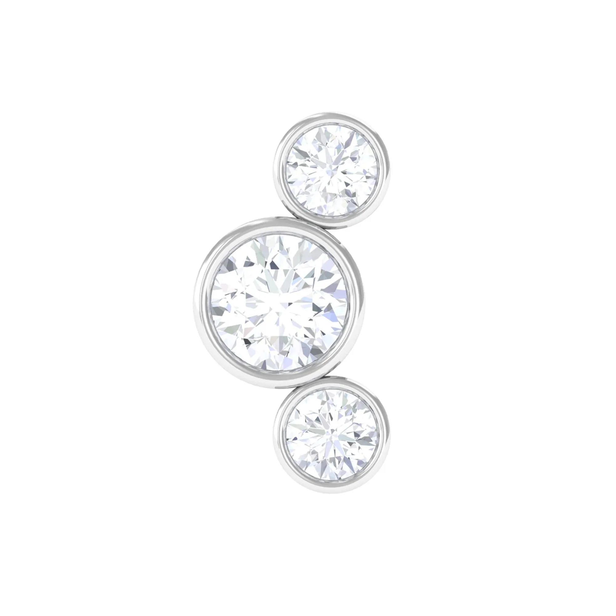 Certified Moissanite Three Stone Crawler Helix Earring