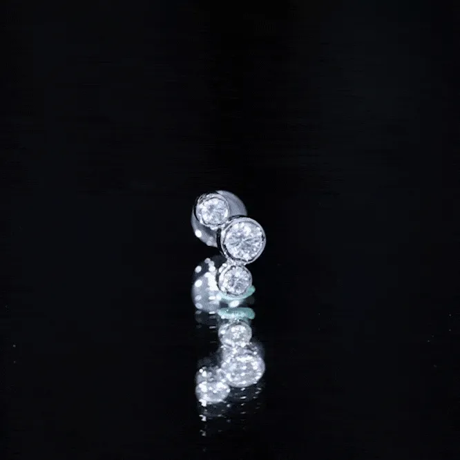 Certified Moissanite Three Stone Crawler Helix Earring