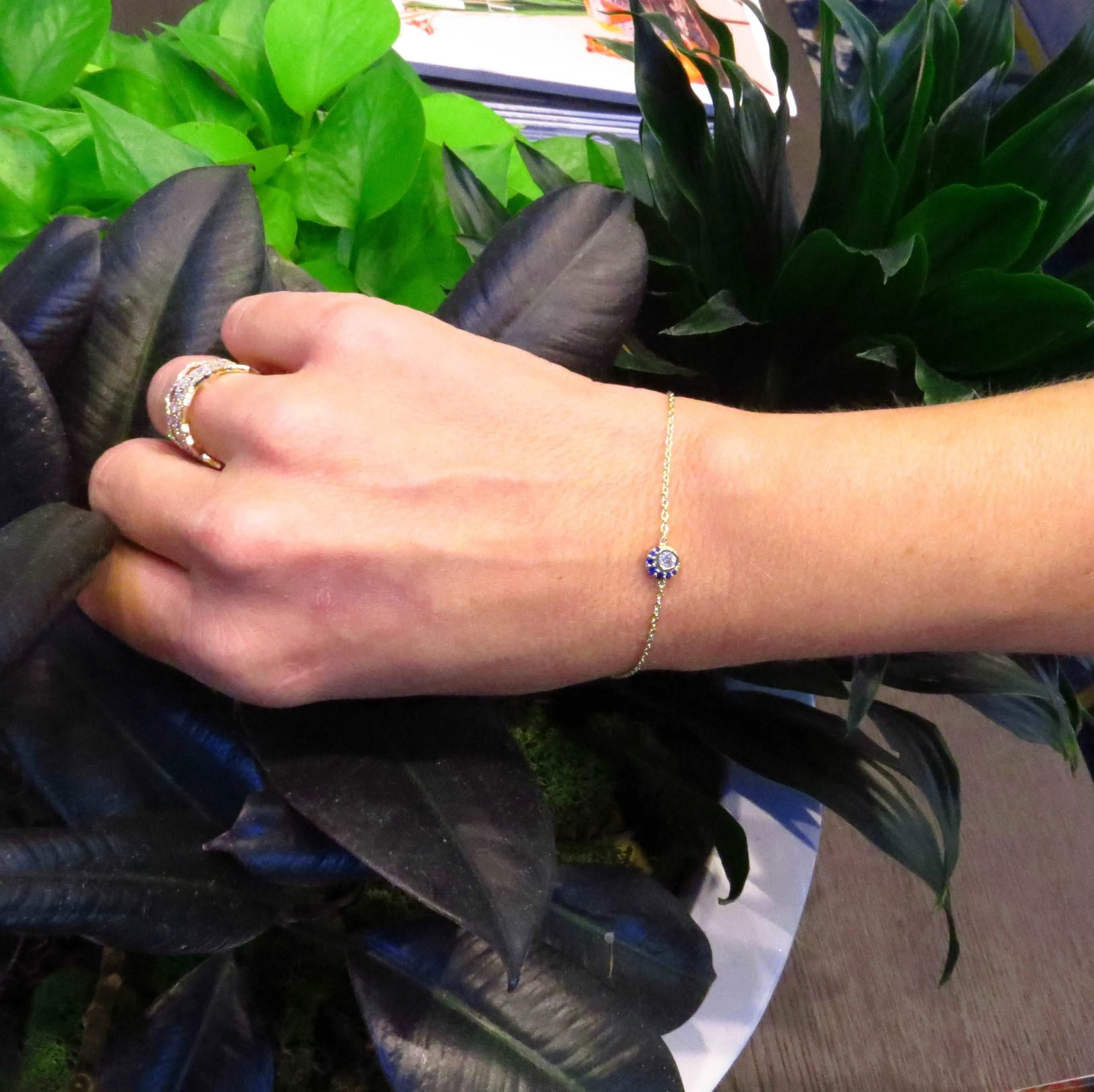 Crescent Collection Diamond and Sapphire Bracelet