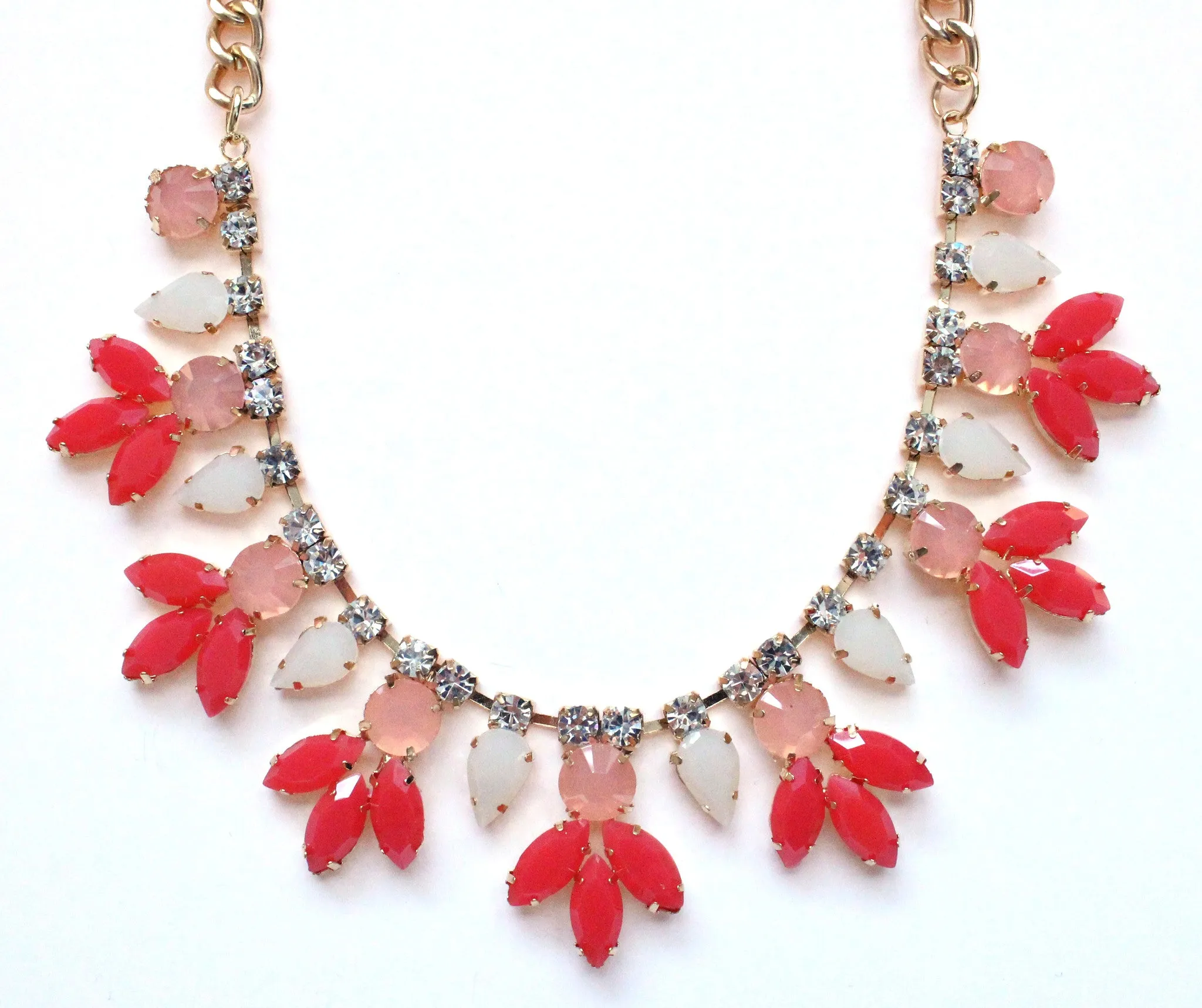 Crystal Rose Bud Necklace- Pink
