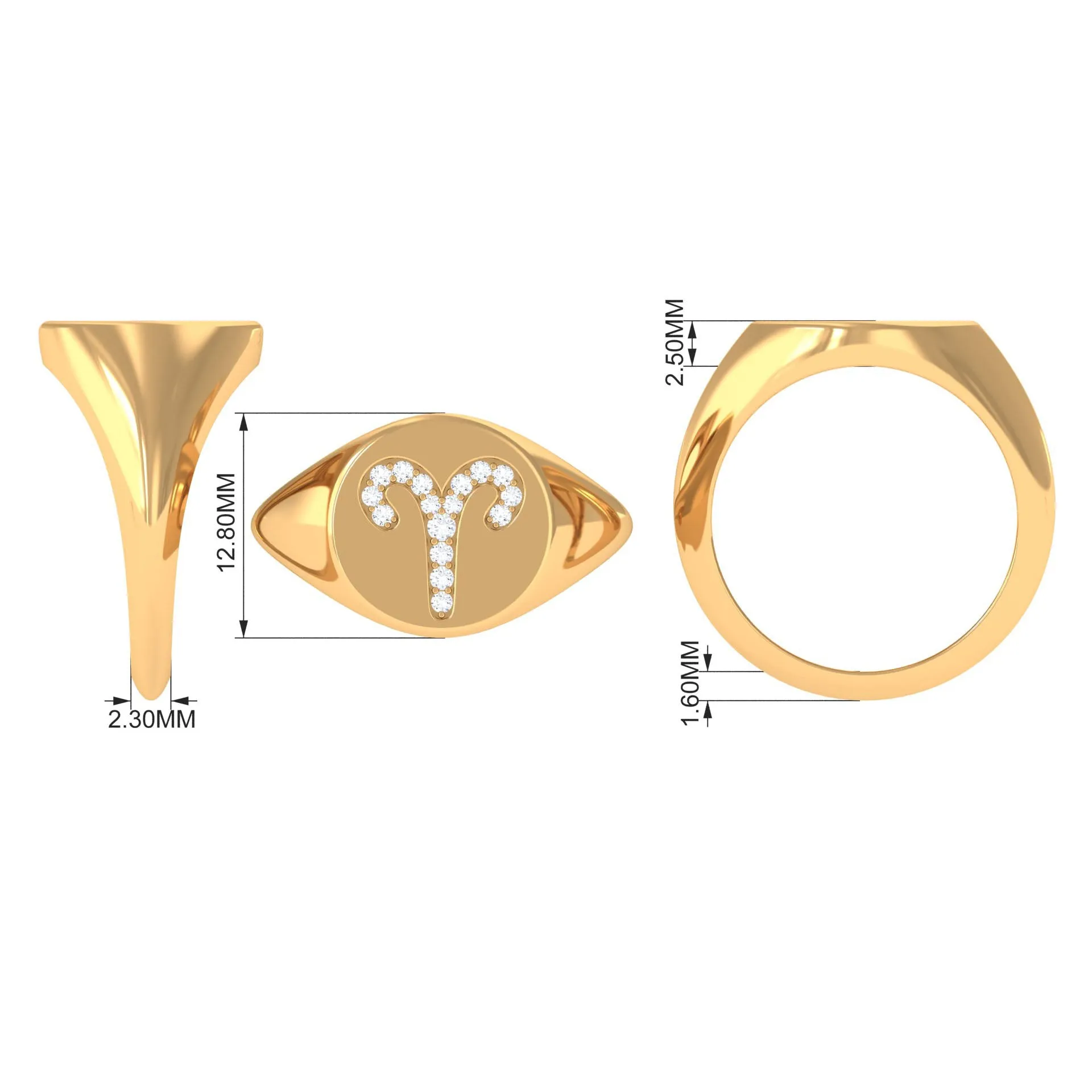 Cubic Zirconia Aries Zodiac Signet Ring
