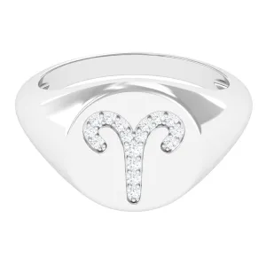 Cubic Zirconia Aries Zodiac Signet Ring