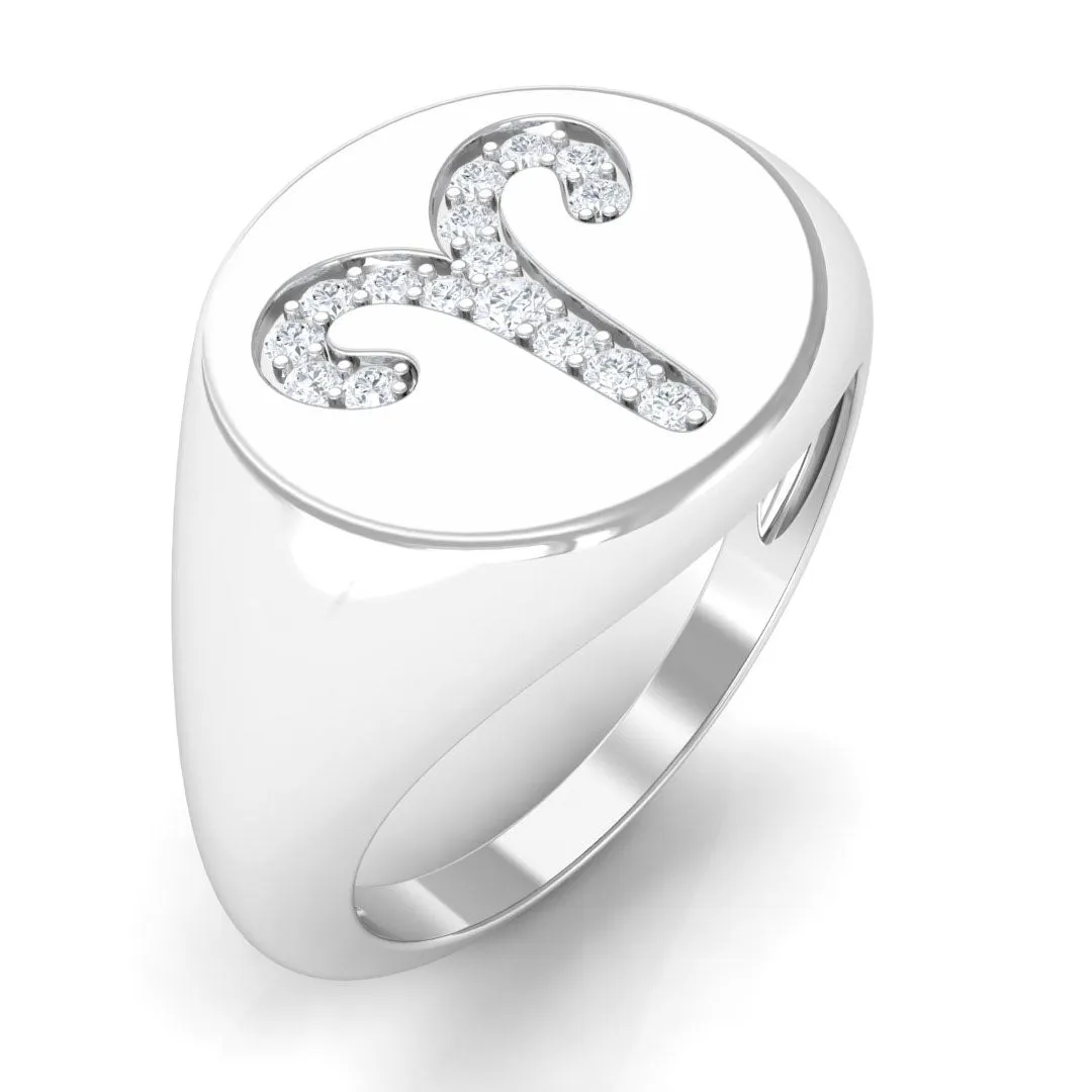 Cubic Zirconia Aries Zodiac Signet Ring
