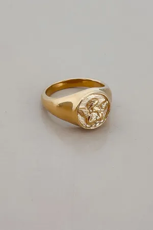 CUPID ROUND SIGNET RING GOLD
