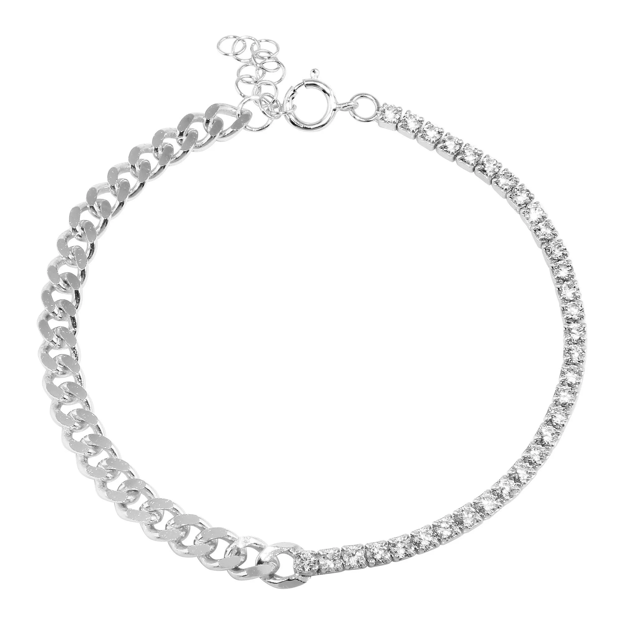 Curb Chain and Tennis Chain Bracelet