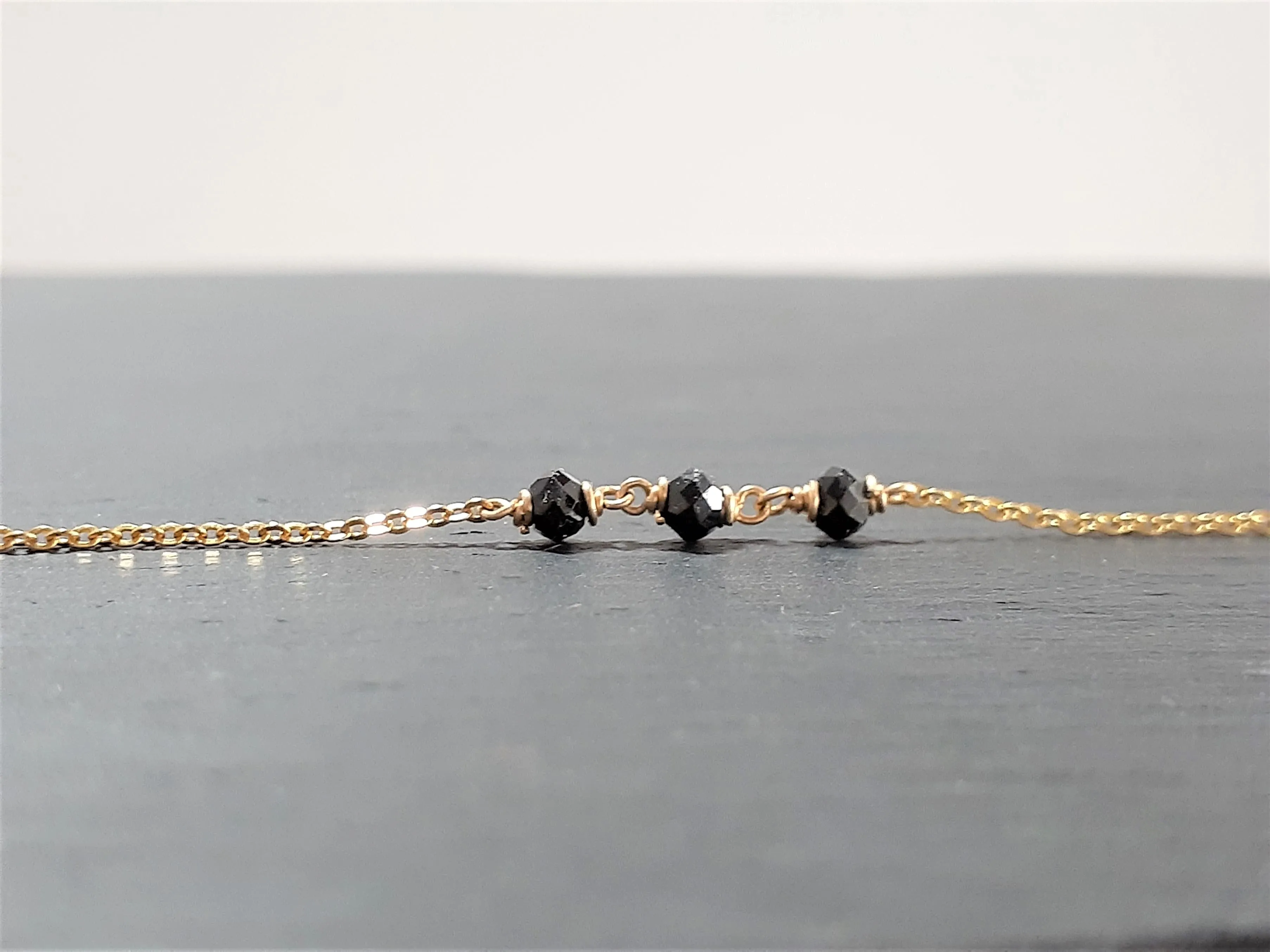 Dainty Black Spinel Anklet