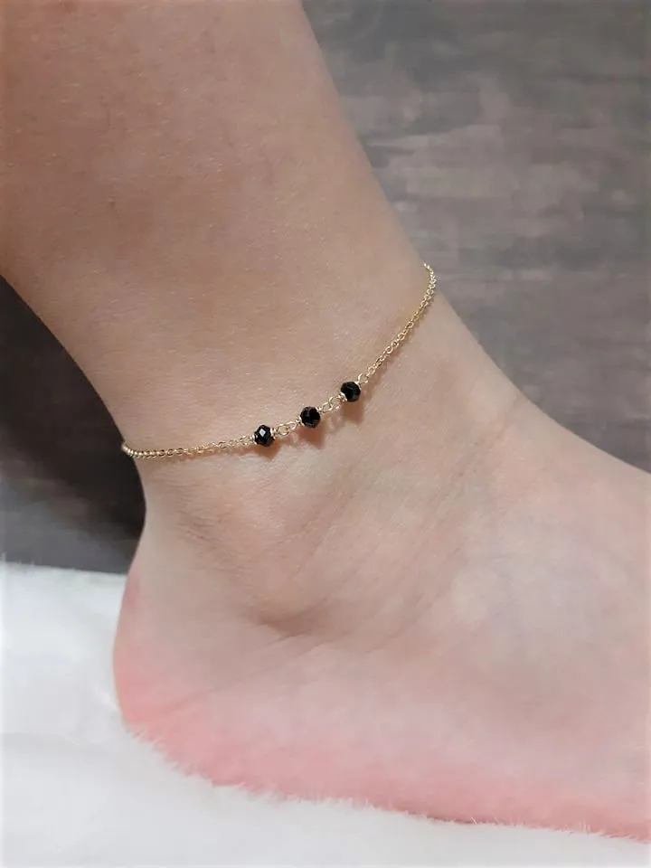 Dainty Black Spinel Anklet