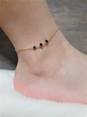 Dainty Black Spinel Anklet