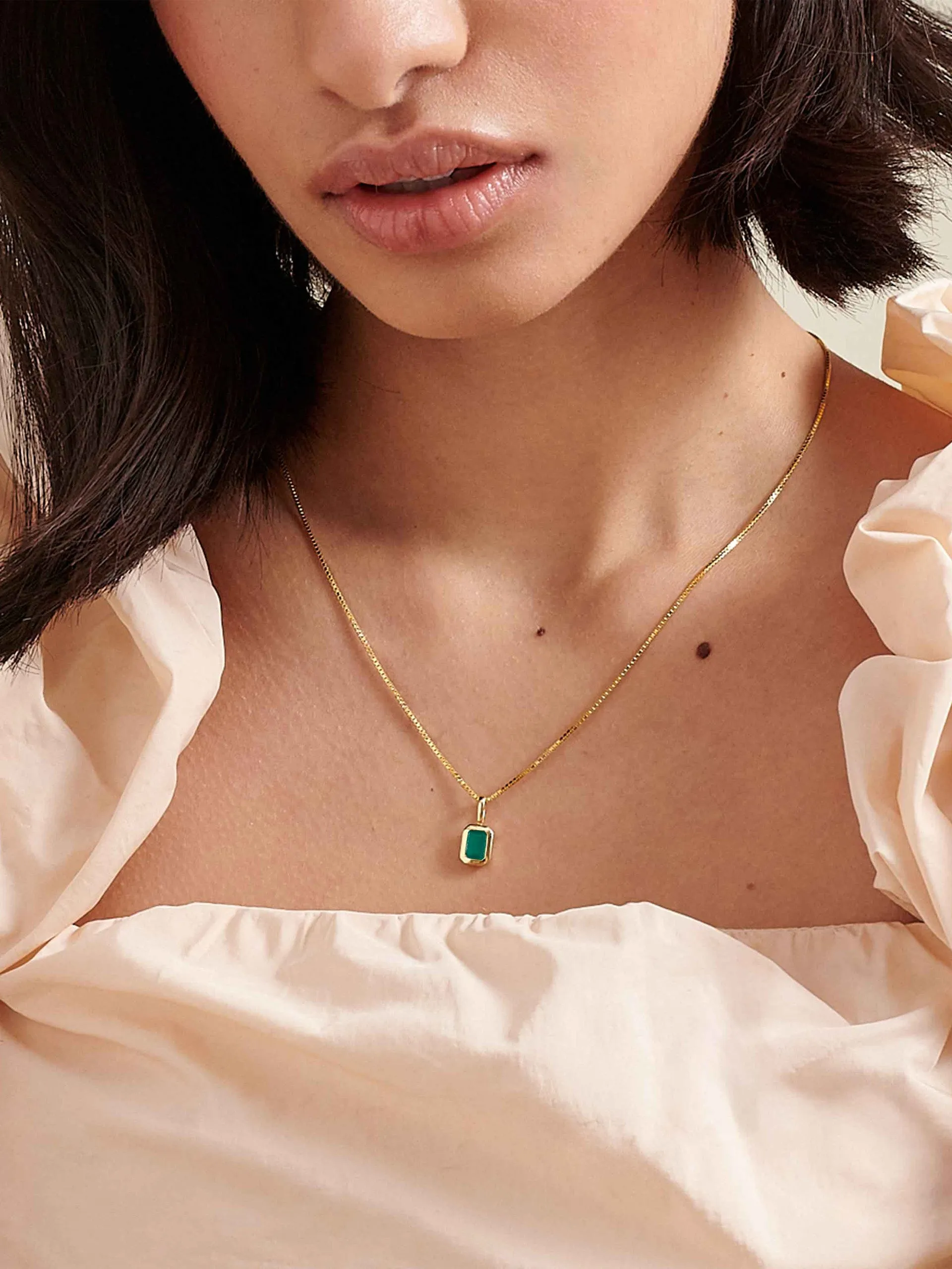 Deco peridot August birthstone necklace