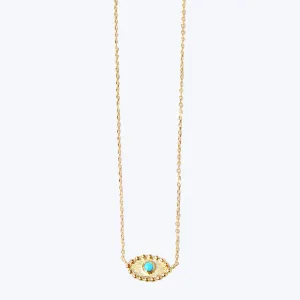 Dew Drop Evil Eye Turquoise   Diamond Necklace