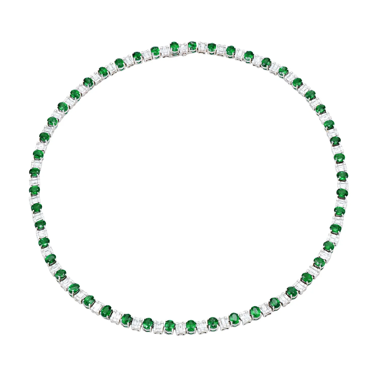 Diamond and emerald necklace (SKU N058)