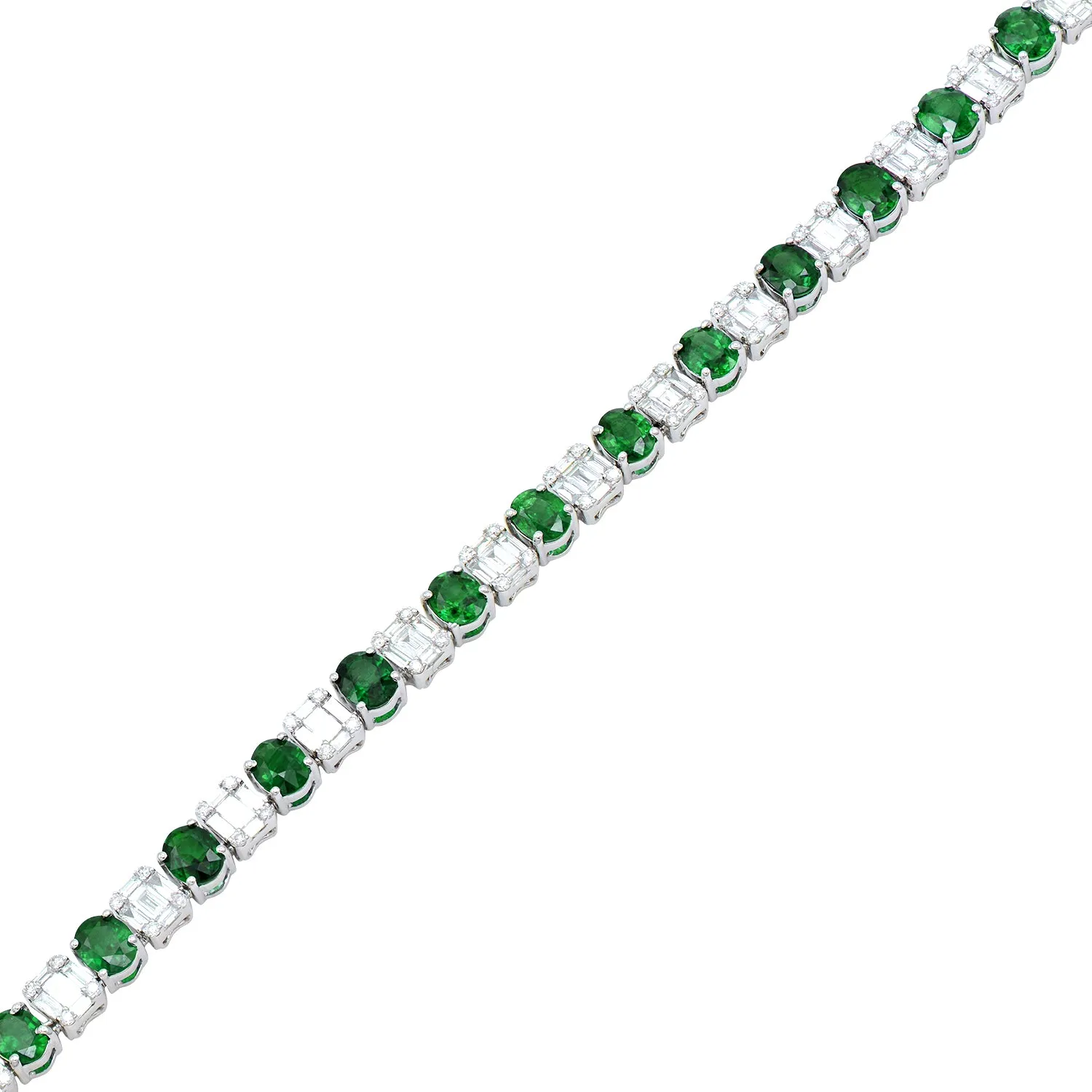 Diamond and emerald necklace (SKU N058)