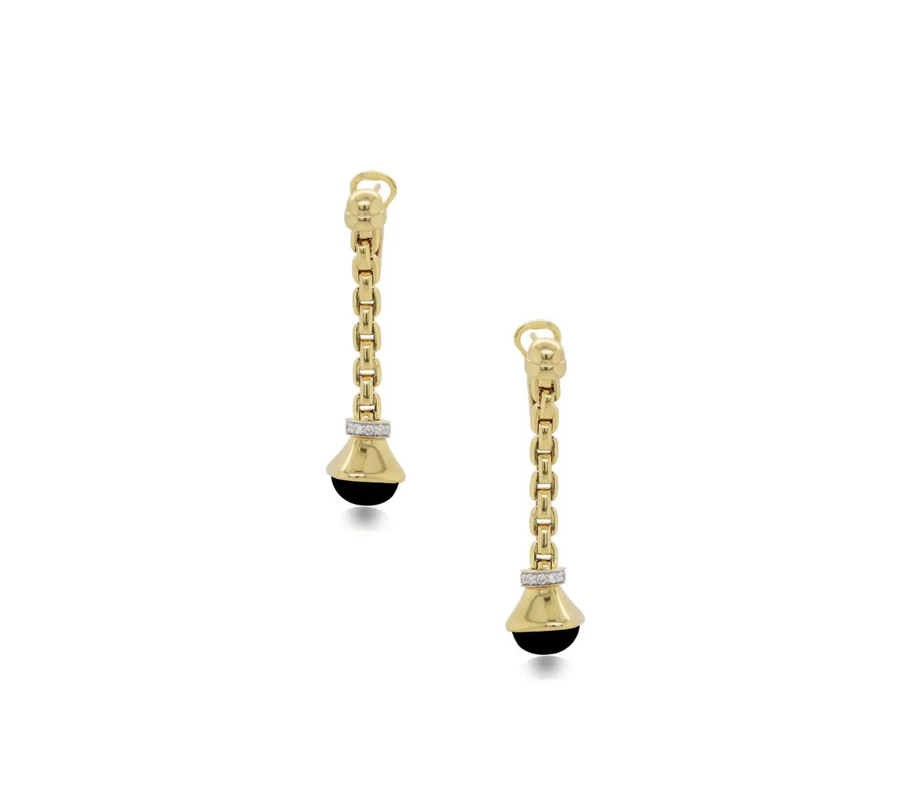 Diamond and Onyx Rondell Dangle Earrings