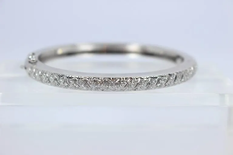 DIAMOND  Bangle Bracelet with 14 Karat White Gold