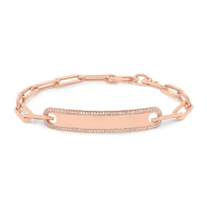 Diamond Framed ID Bracelet with Paperclip Chain