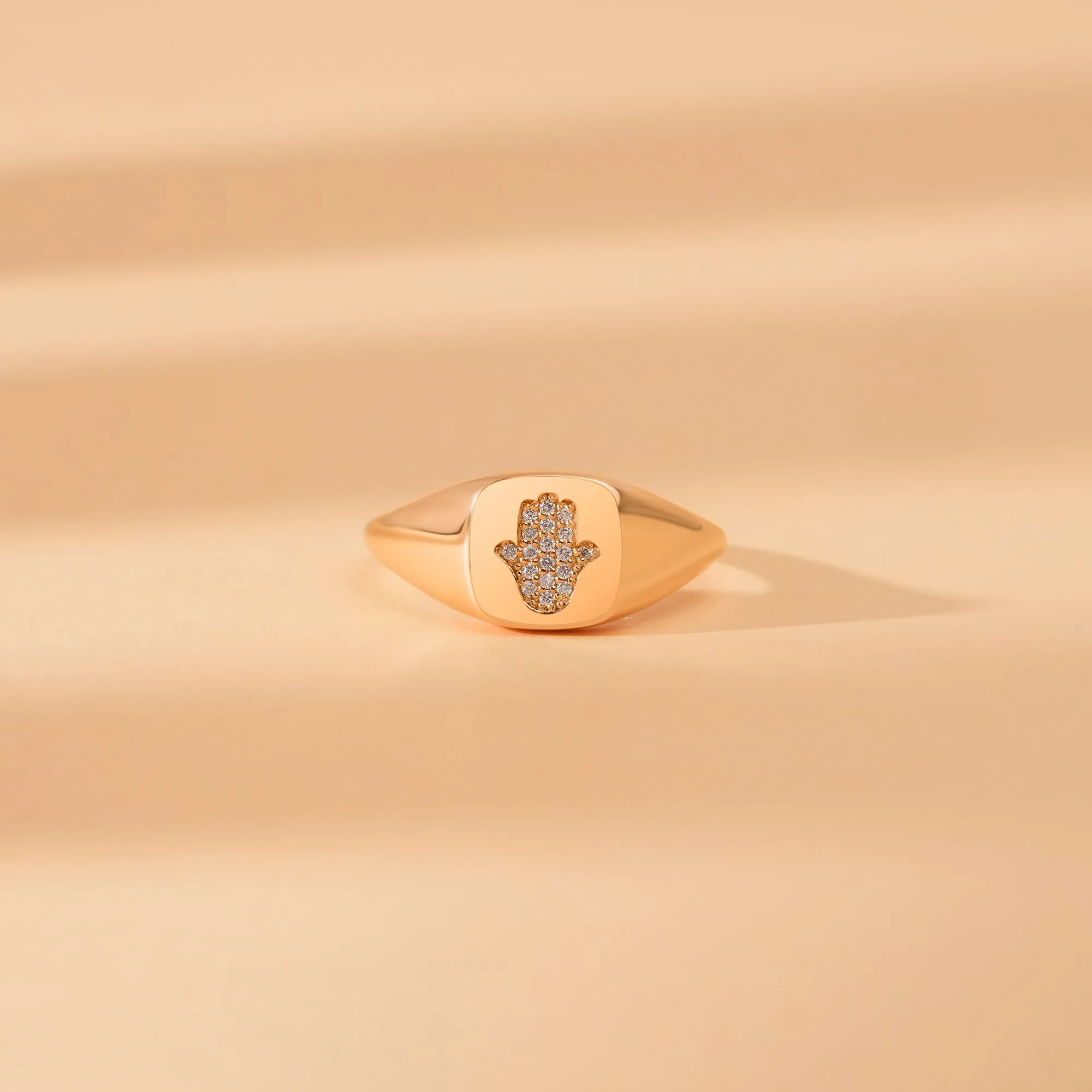 Diamond Hamsa Signet Ring, Giselle