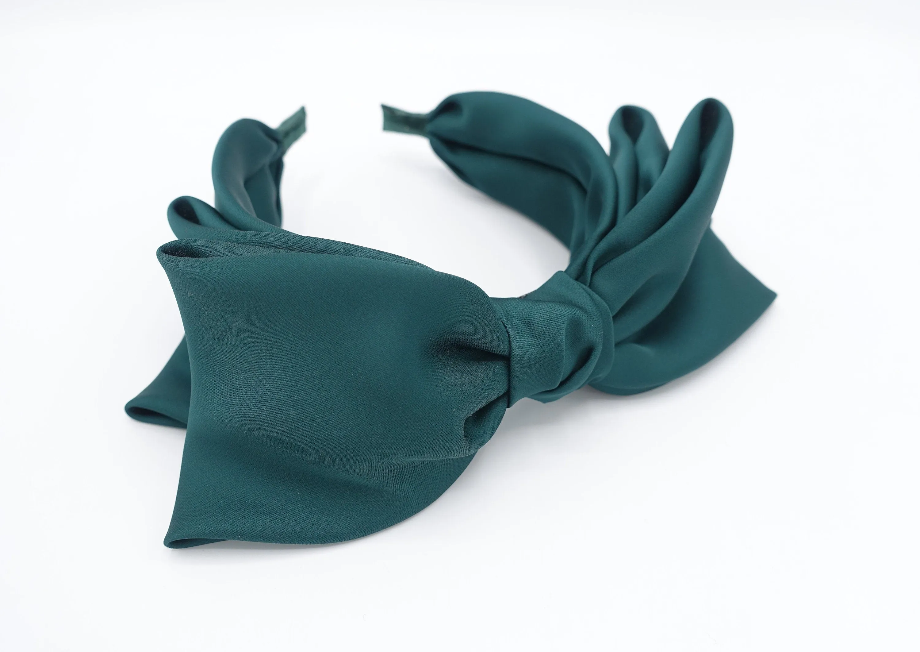 double layered satin bow headband glossy hairband for women
