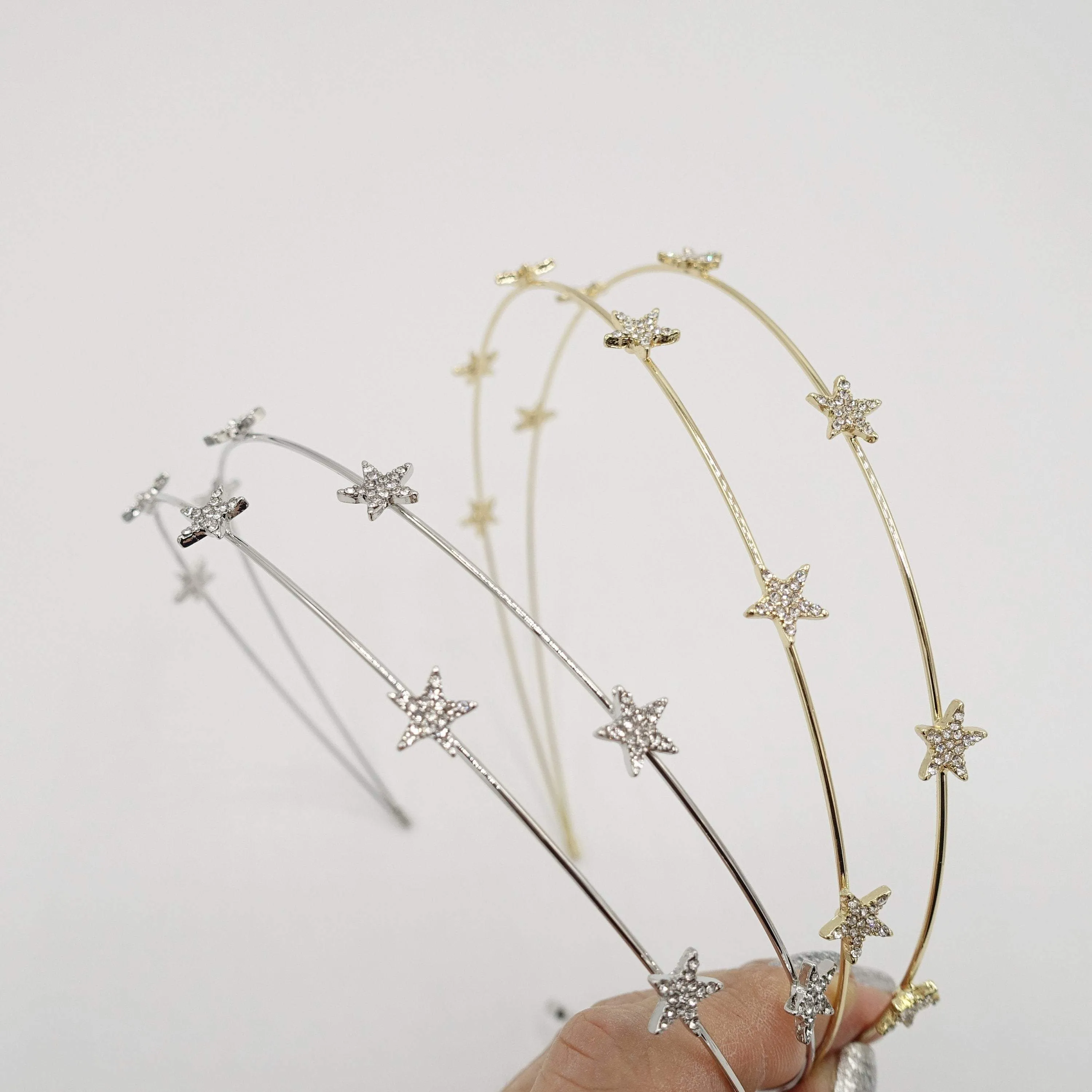 double strand star rhinestone headband thin metal headband for women