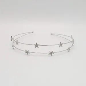 double strand star rhinestone headband thin metal headband for women