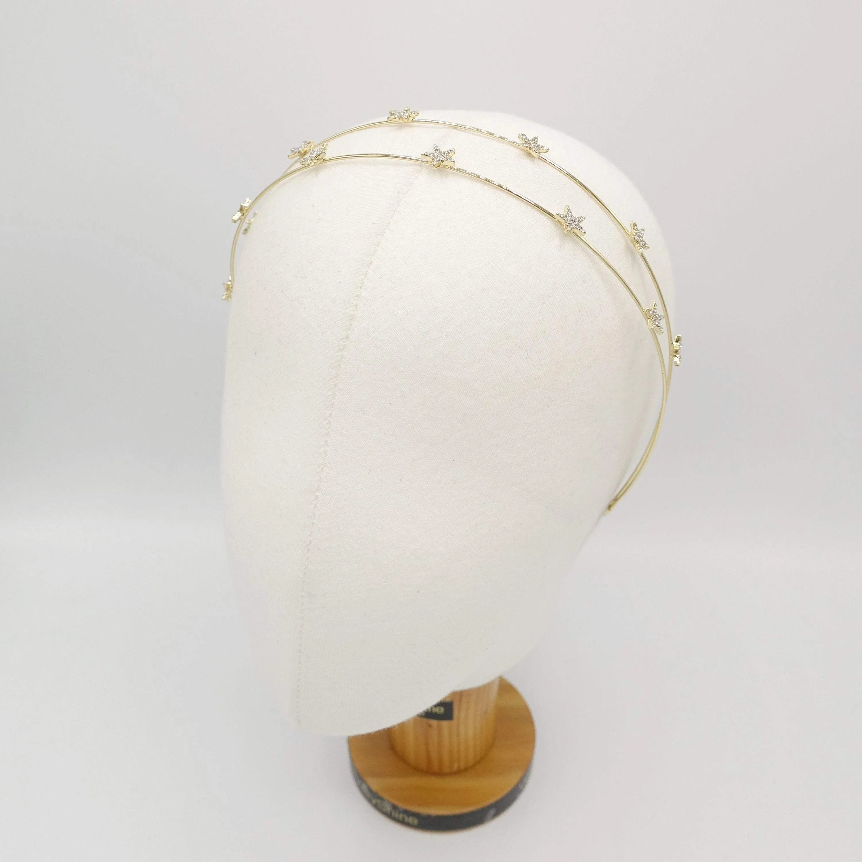 double strand star rhinestone headband thin metal headband for women