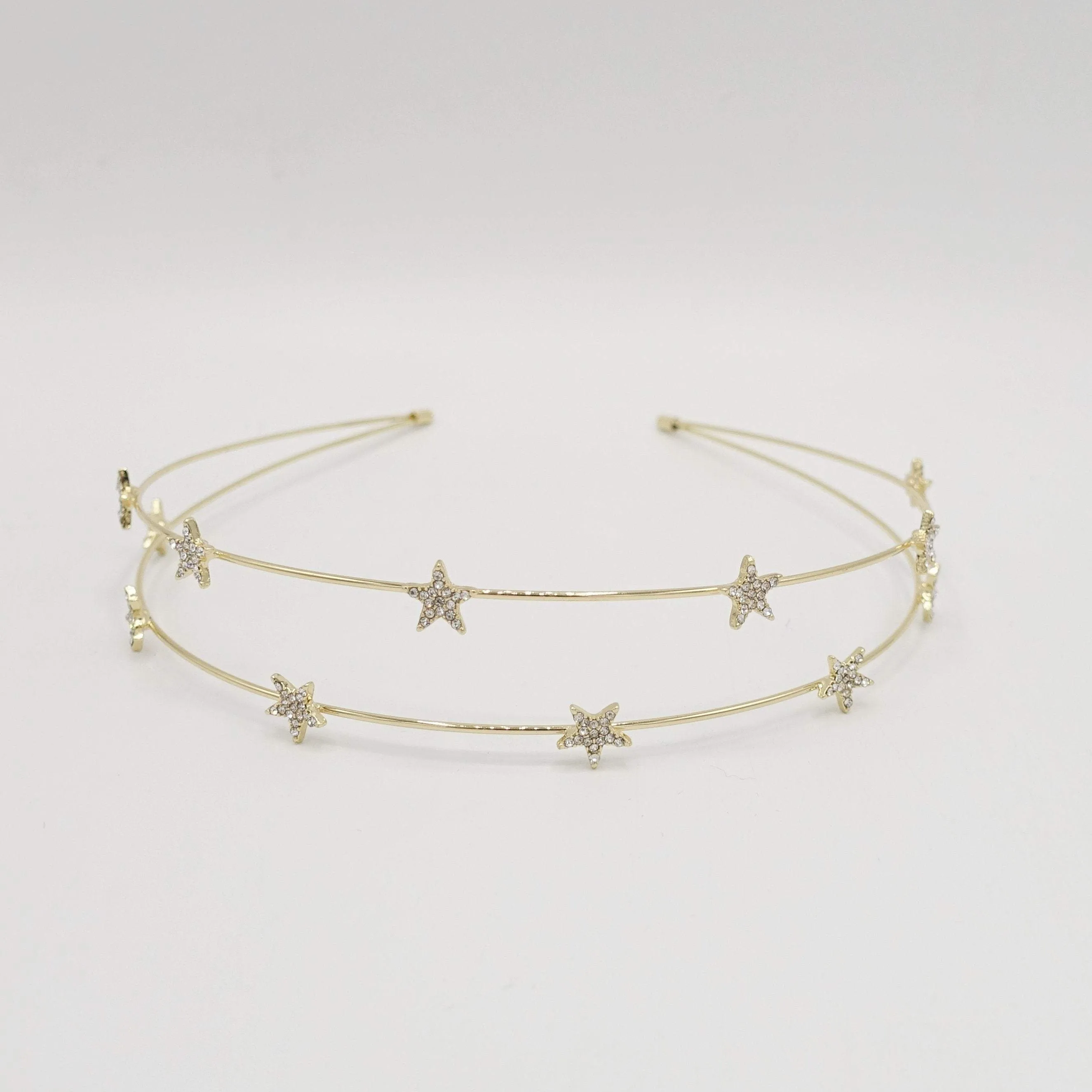 double strand star rhinestone headband thin metal headband for women