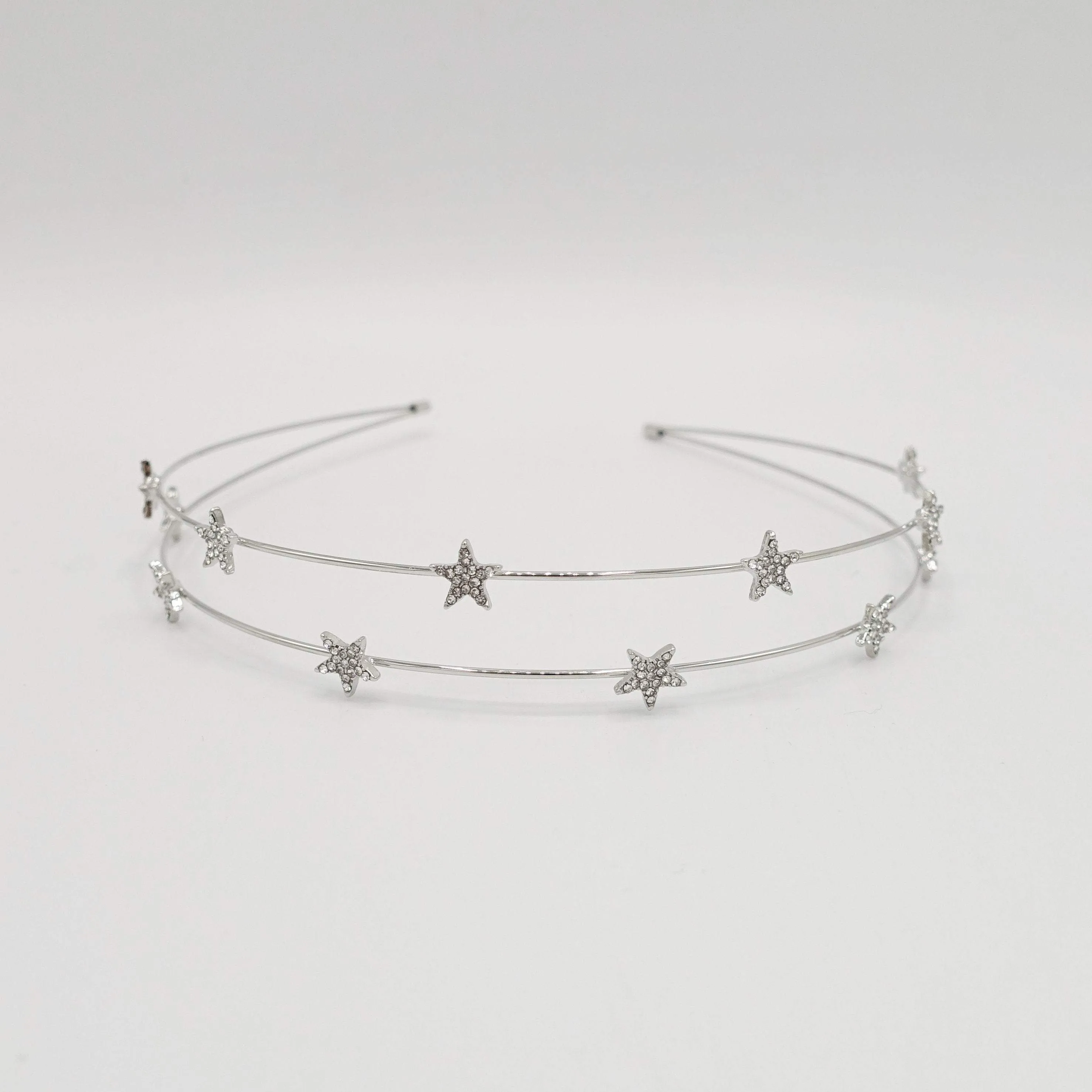 double strand star rhinestone headband thin metal headband for women