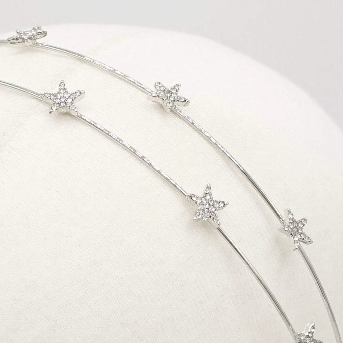 double strand star rhinestone headband thin metal headband for women