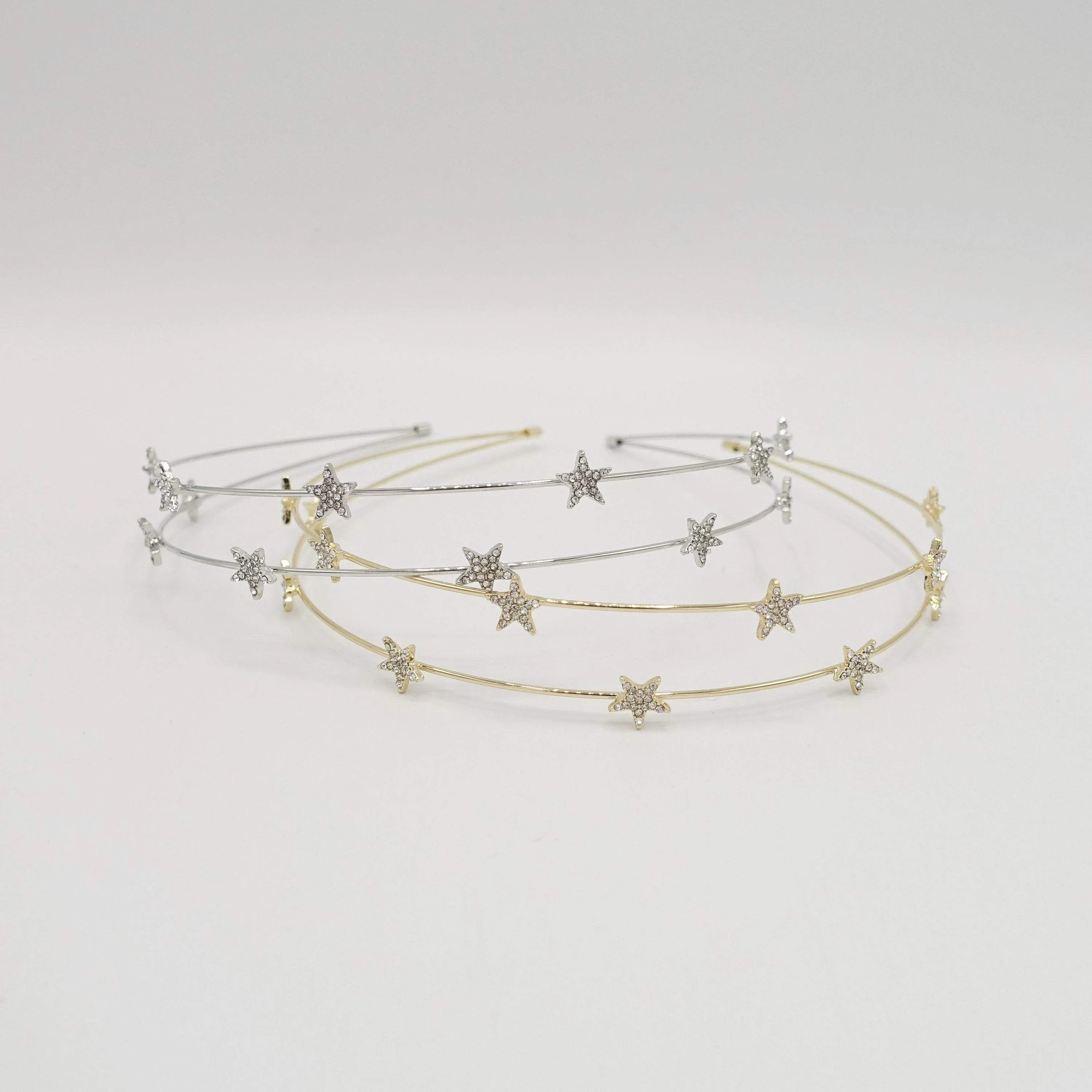 double strand star rhinestone headband thin metal headband for women
