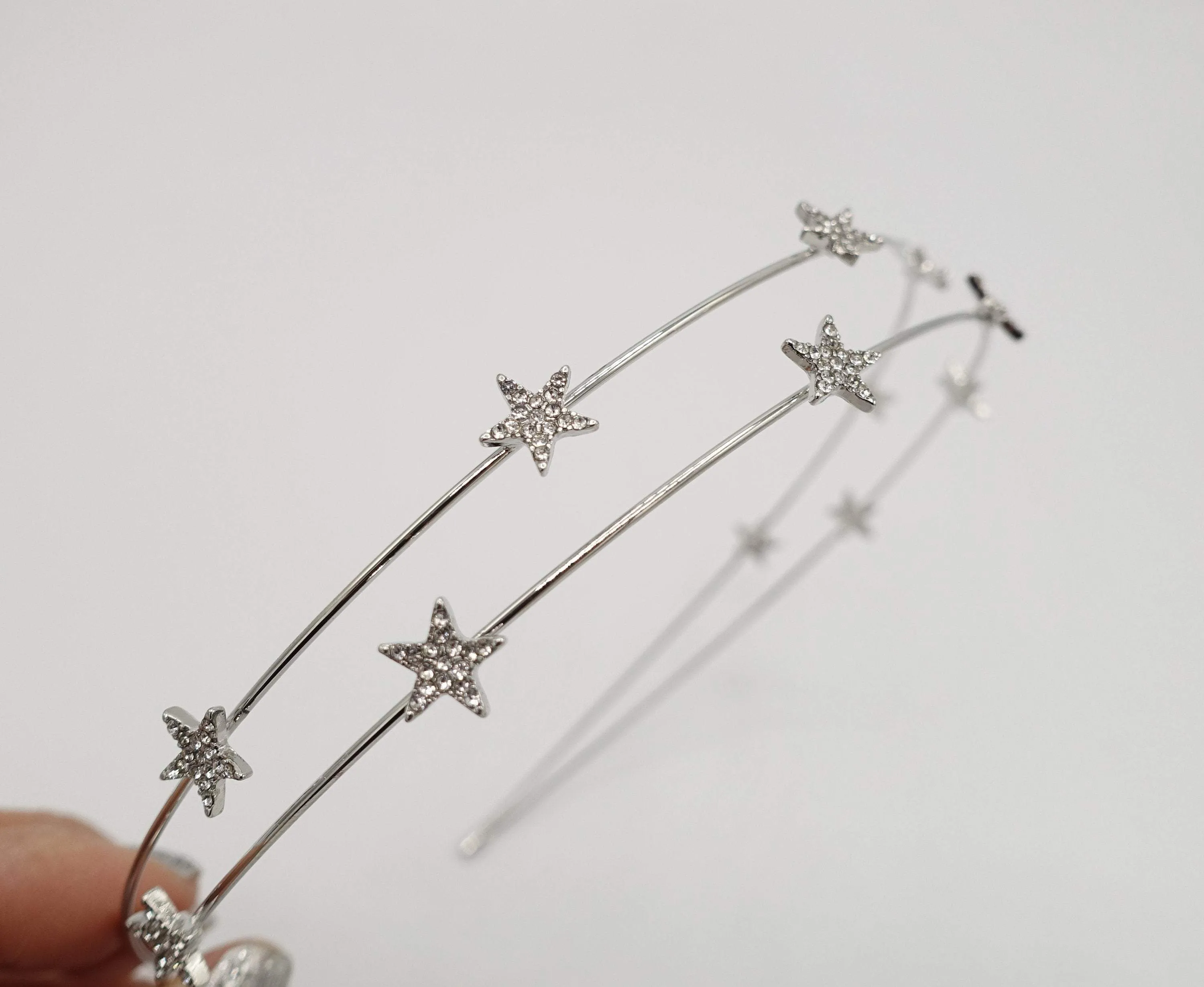 double strand star rhinestone headband thin metal headband for women