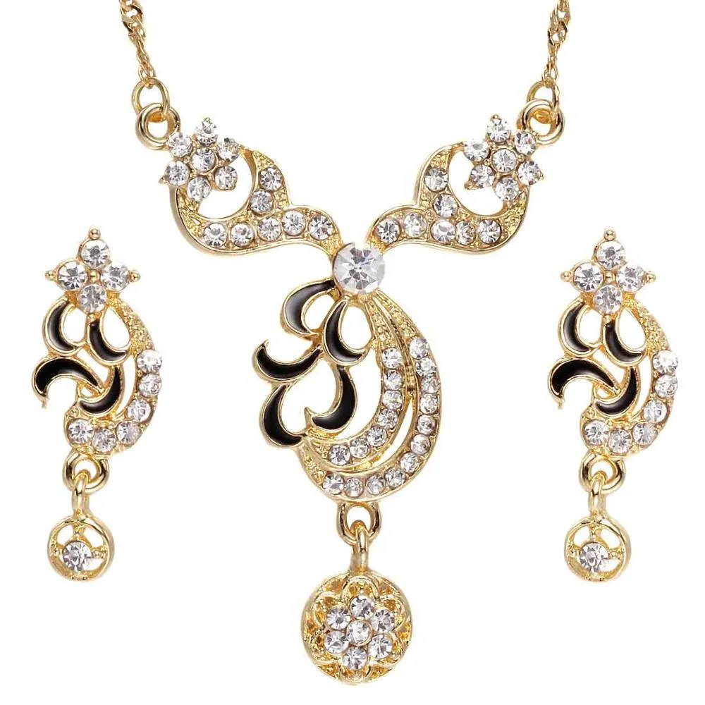 Dubai Gold Jewelry Sets Nigerian Wedding African Beads Crystal Bridal Jewelry Set