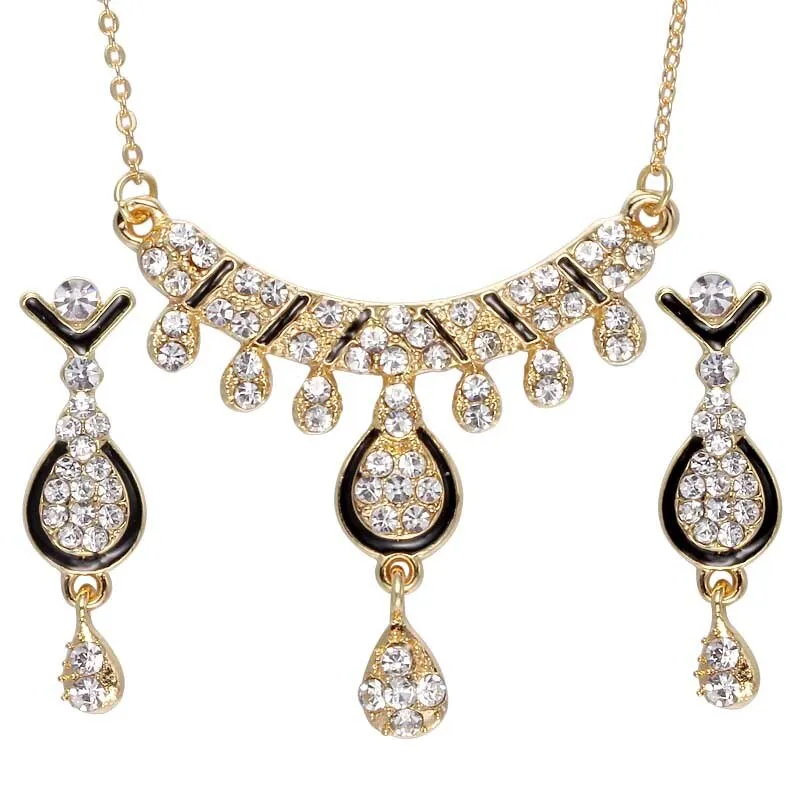 Dubai Gold Jewelry Sets Nigerian Wedding African Beads Crystal Bridal Jewelry Set
